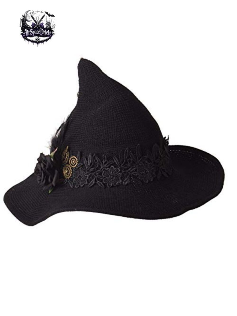 GRACEART Wool Felt Witch Hat Knitted Wizard Cap Halloween Costume Headwear